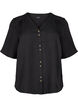 V-neck shirt blouse with short sleeves, Black, Packshot image number 0