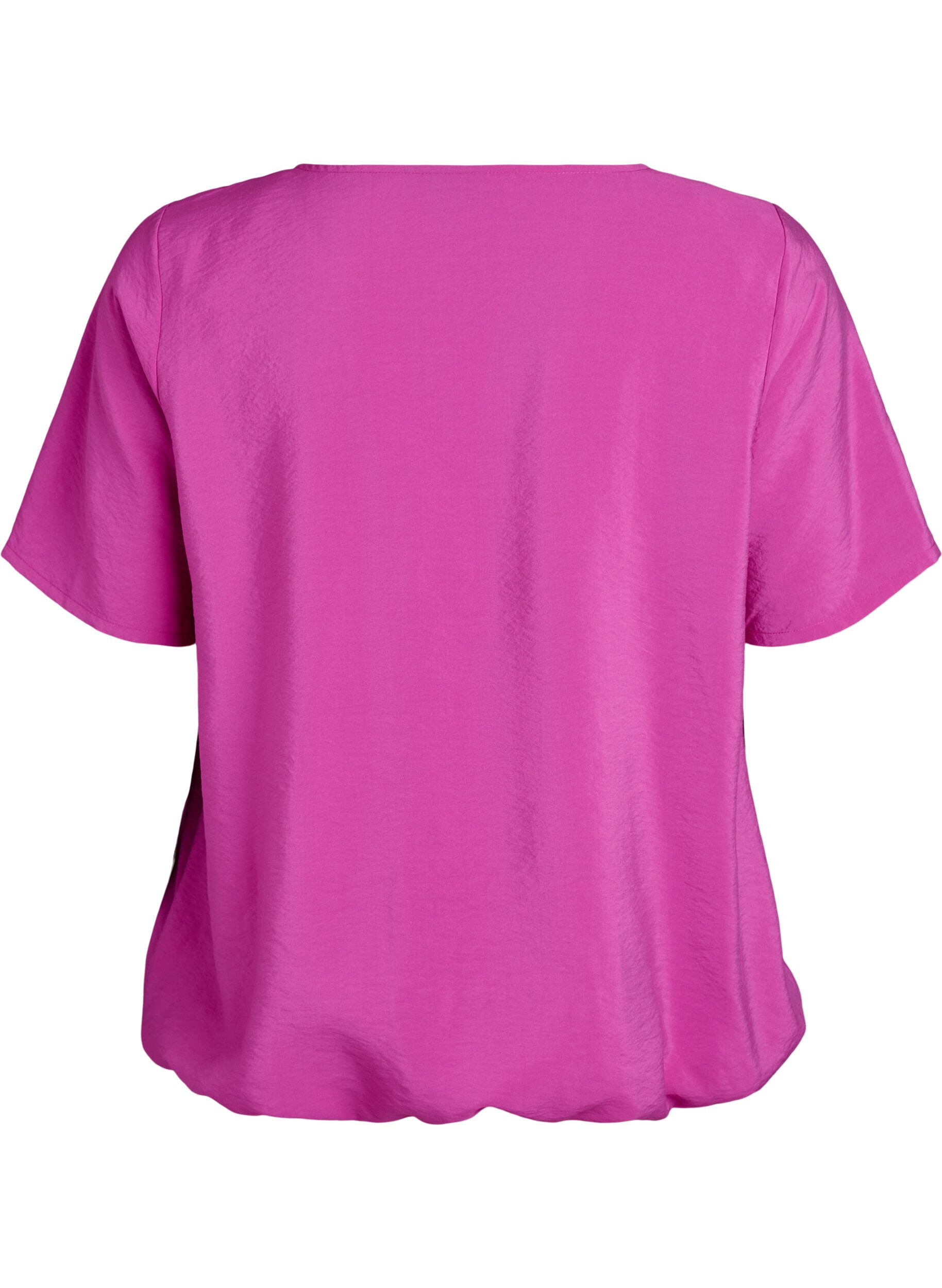 Zizzifashion Short-sleeved blouse with elastic hem, Pink, Packshot image number 1