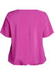Short-sleeved blouse with elastic hem, Pink, Packshot image number 1