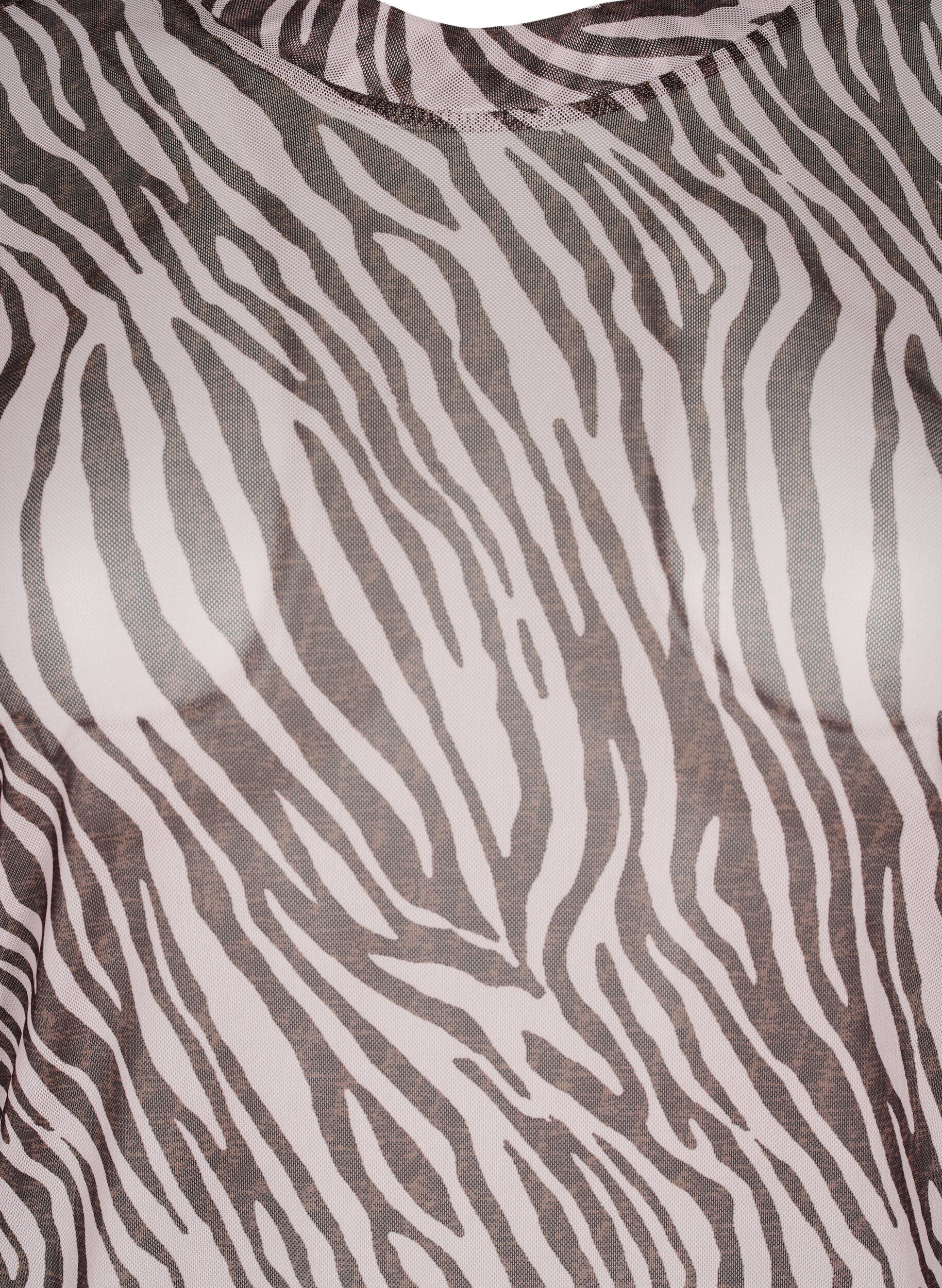 ZizzifashionMesh top with zebra print, Black, Packshot image number 2