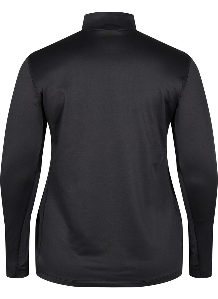 High neck exercise top with zip, Black, Packshot image number 1