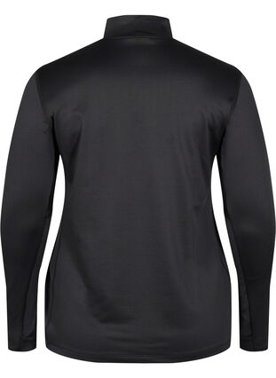 High neck exercise top with zip, Black, Packshot image number 1