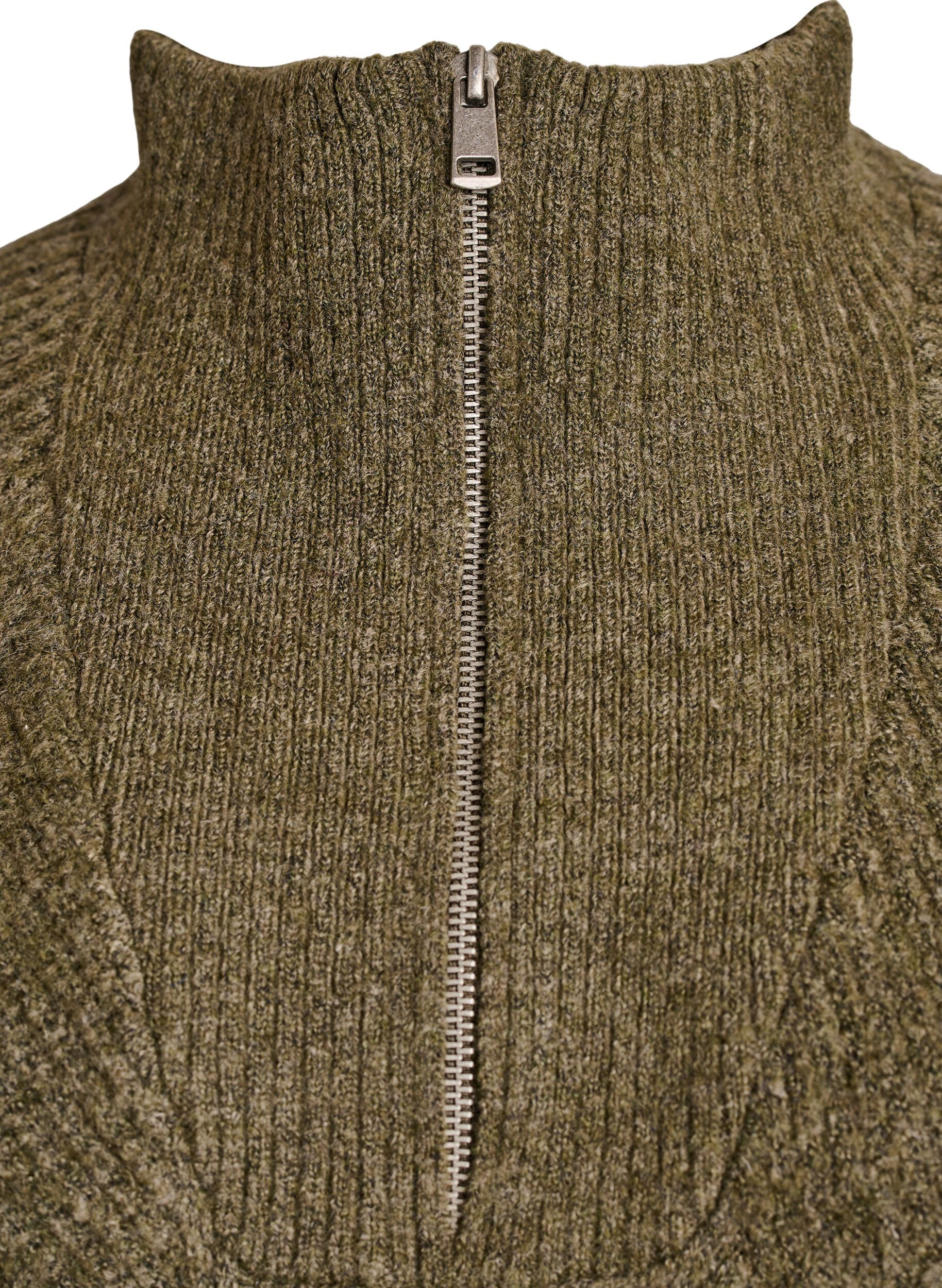 Zizzifashion Knee-length knitted dress with high neck, Green, Packshot image number 2