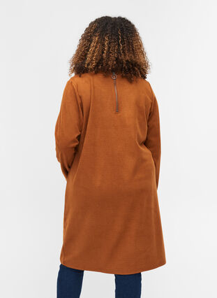 Plain 3/4 sleeve dress with rounded neckline, Glazed Ginger, Model image number 1