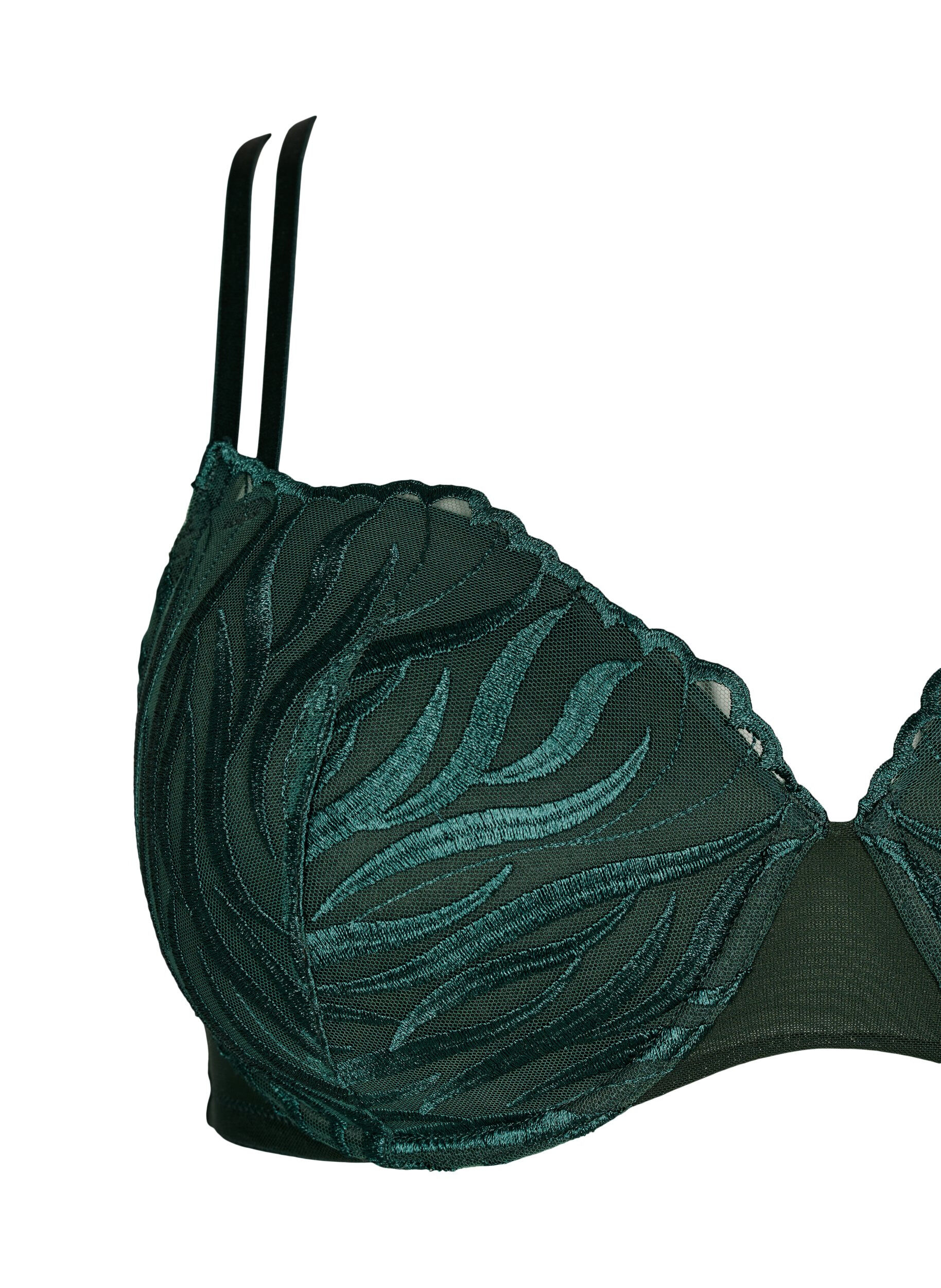 Zizzifashion Moulded bra with embroidery, Green, Packshot image number 2