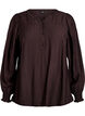 Viscose blouse with smock and gathered details, Brown, Packshot image number 0