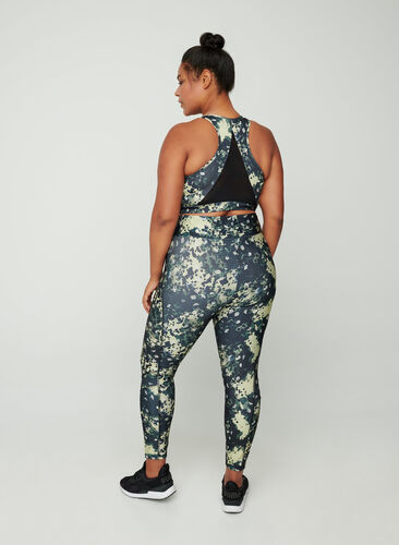 Cropped sports leggings with print, Reptile Print, Model image number 0