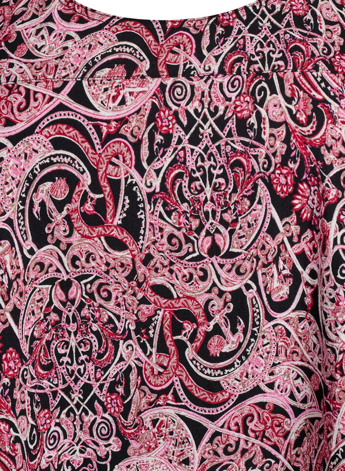 Short-sleeved cotton dress with print, Black, Packshot image number 2