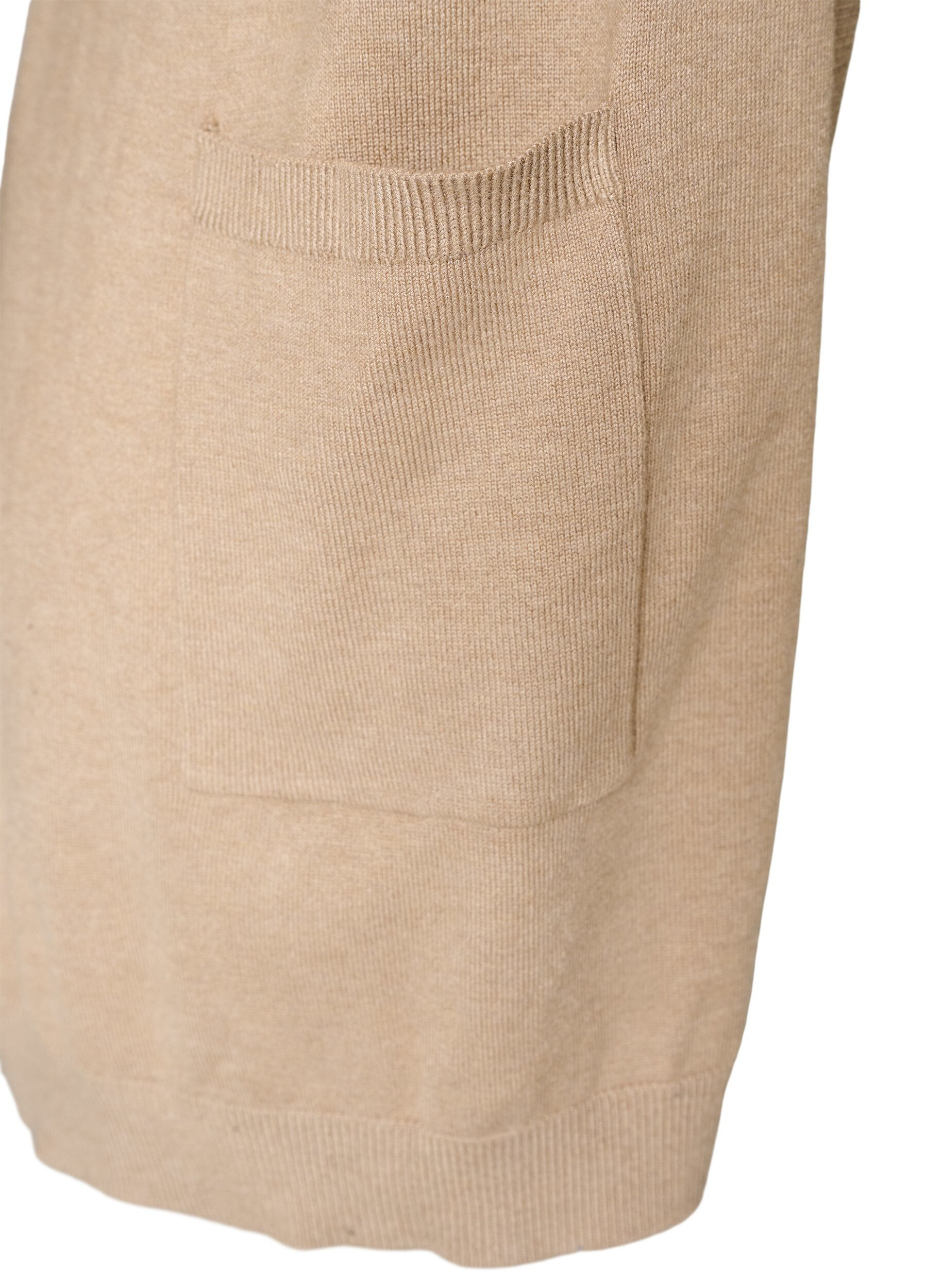 ZizzifashionLong knitted cardigan in a viscose blend, Beige, Packshot image number 3