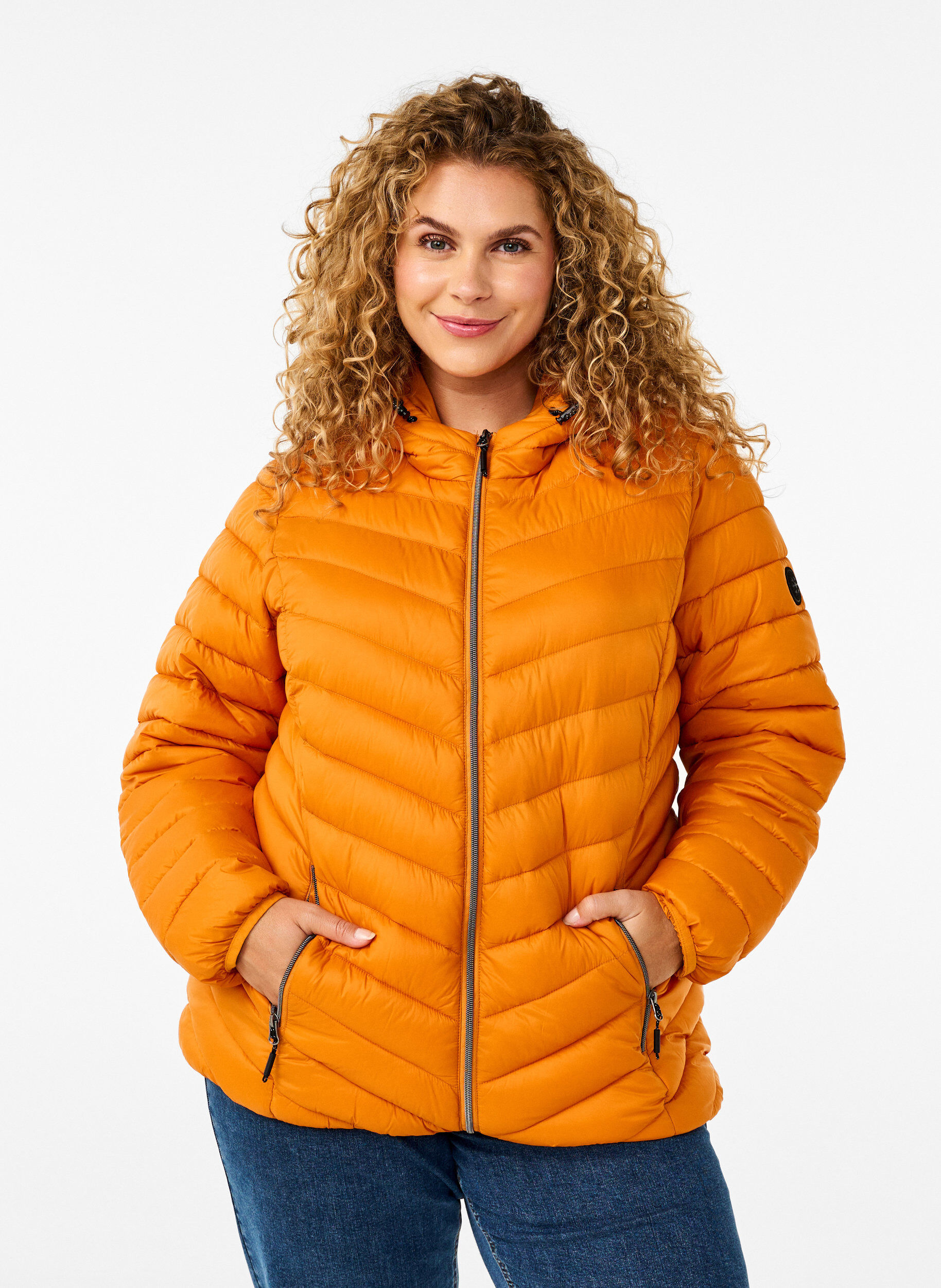 Lightweight jacket with hood, Orange, Model