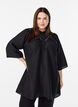 Tunic with crochet trims and striped texture, Black, Model image number 0