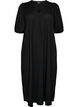Midi dress with V-neck and texture, Black, Packshot image number 0