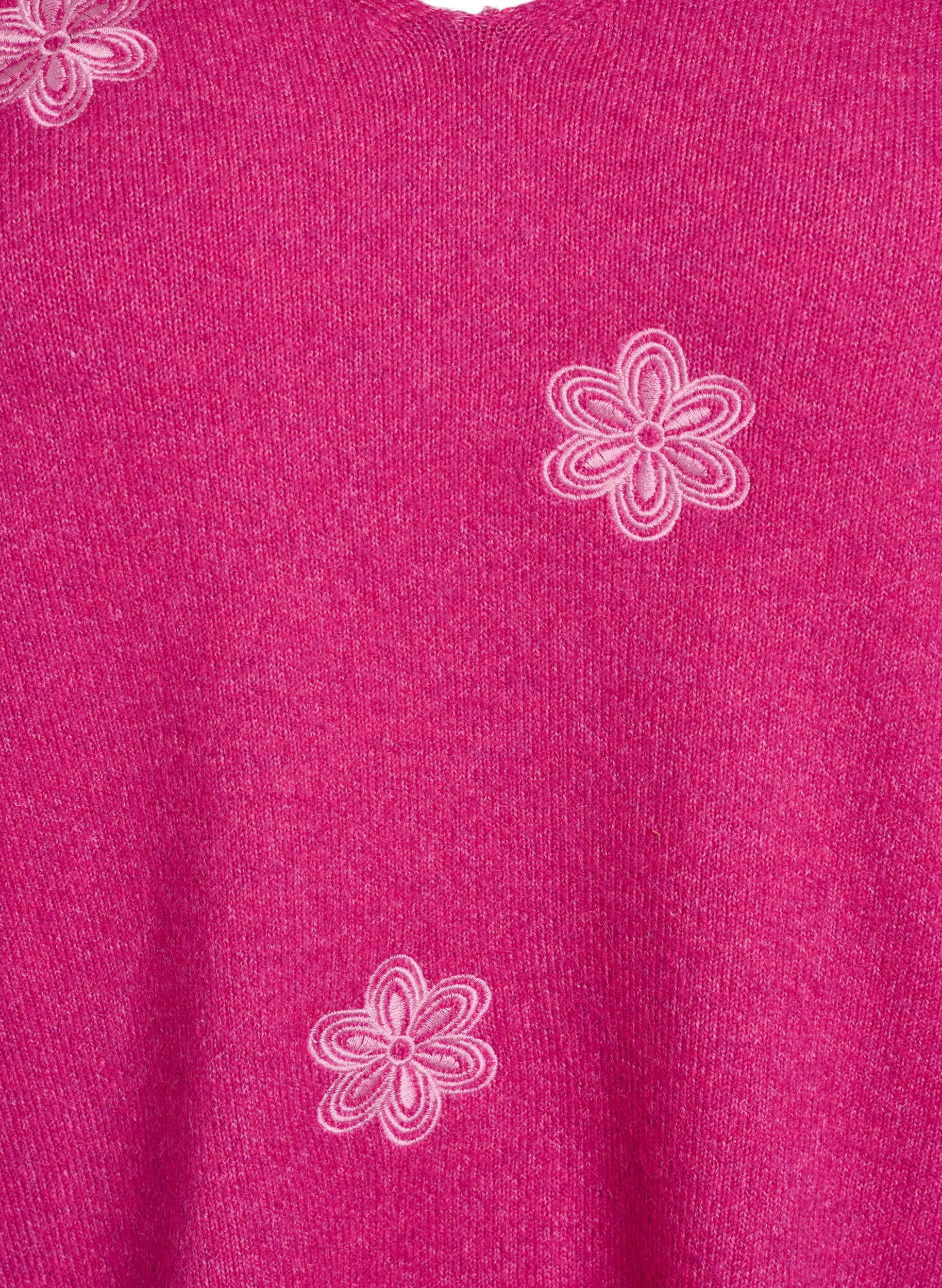 Zizzifashion Knitted blouse with embroidered flowers, R. Rose Mel. Comb, Packshot image number 2