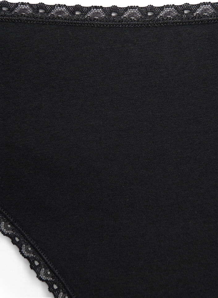 3-pack thong with lace edges, Black, Packshot image number 2