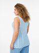 Knitted top with eyelet embroidery and V-neck, Light Blue, Model image number 2