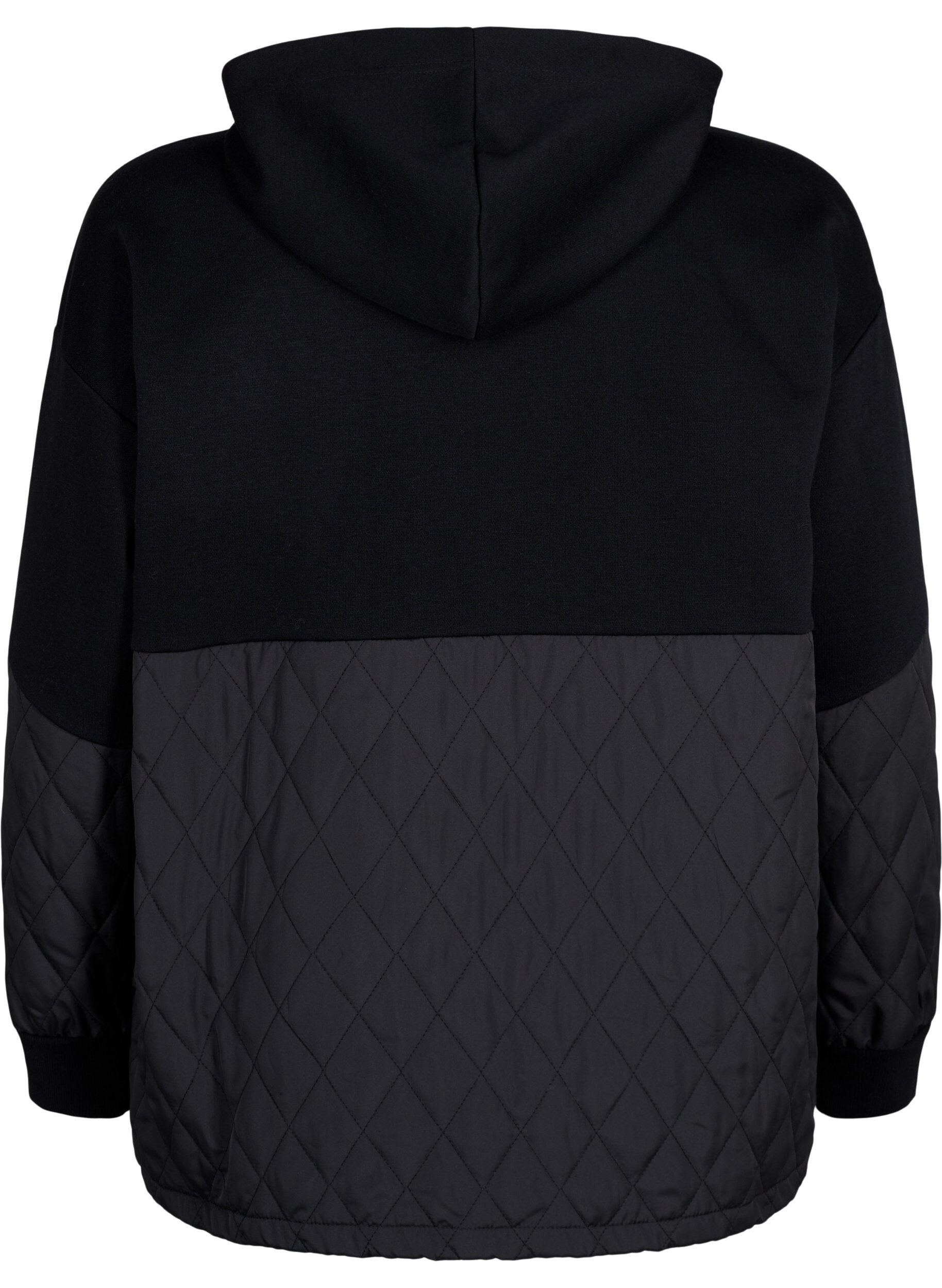Zizzifashion Hooded sweatshirt with quilt, Black, Packshot image number 1