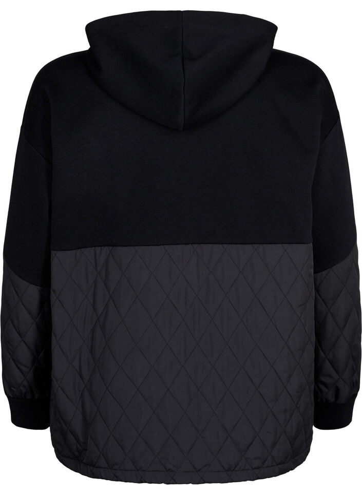 Hooded sweatshirt with quilt, Black, Packshot image number 1
