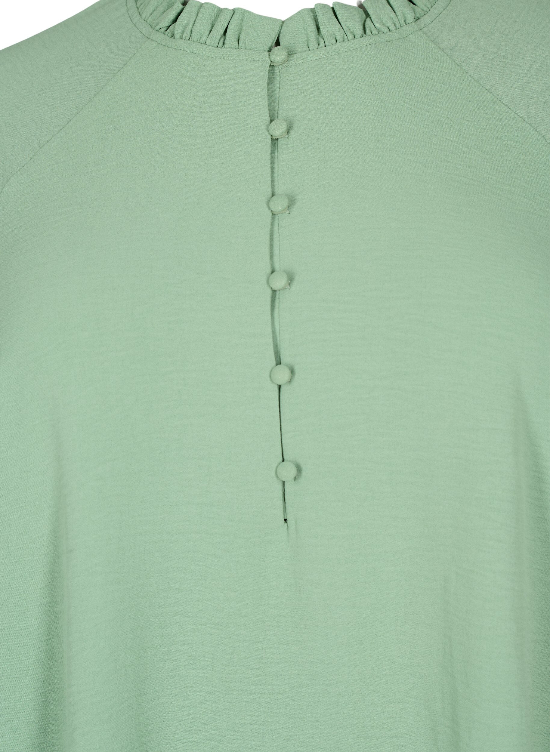 Zizzifashion Blouse with ruffles and buttons, Green Bay, Packshot image number 2
