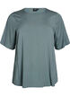 FLASH - Short-sleeved woven blouse with round neck, Green, Packshot image number 0