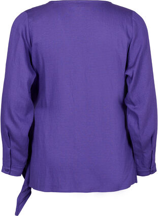 Long-sleeved blouse in viscose with a wrap look, Prism Violet, Packshot image number 1