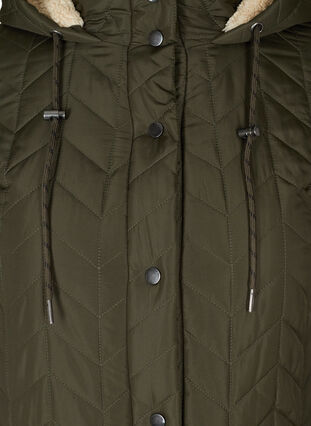 Hooded quilted jacket with buttons, Forest Night, Packshot image number 2