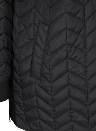 Long quilted jacket with button fastening, Black, Packshot image number 3