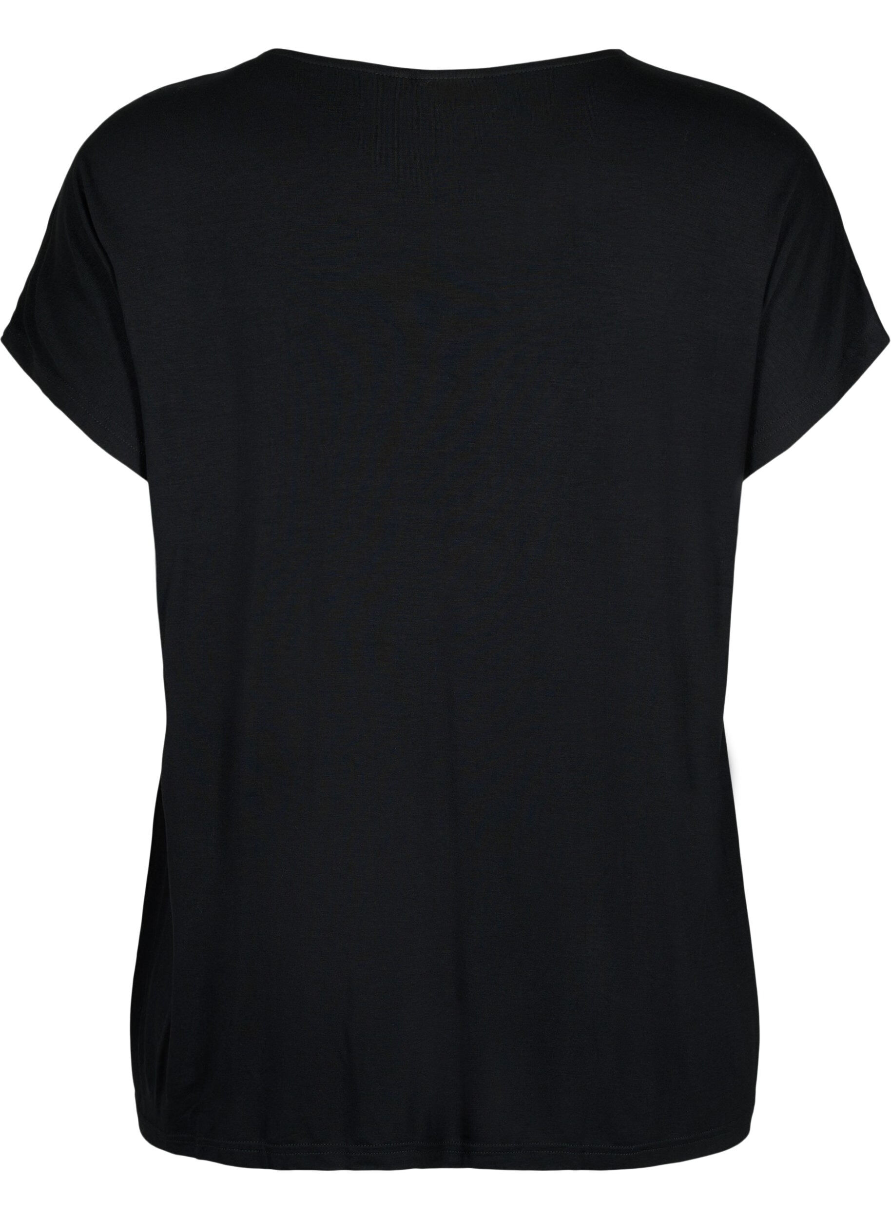 Zizzifashion Short-sleeved viscose t-shirt with print, Black W. Lips, Packshot image number 1