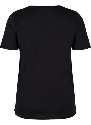 Cotton t-shirt with a v-neck, Black Love Leo, Packshot image number 1