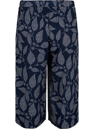 Culotte trousers with print, Navy B. w. Dot Leaf, Packshot image number 1