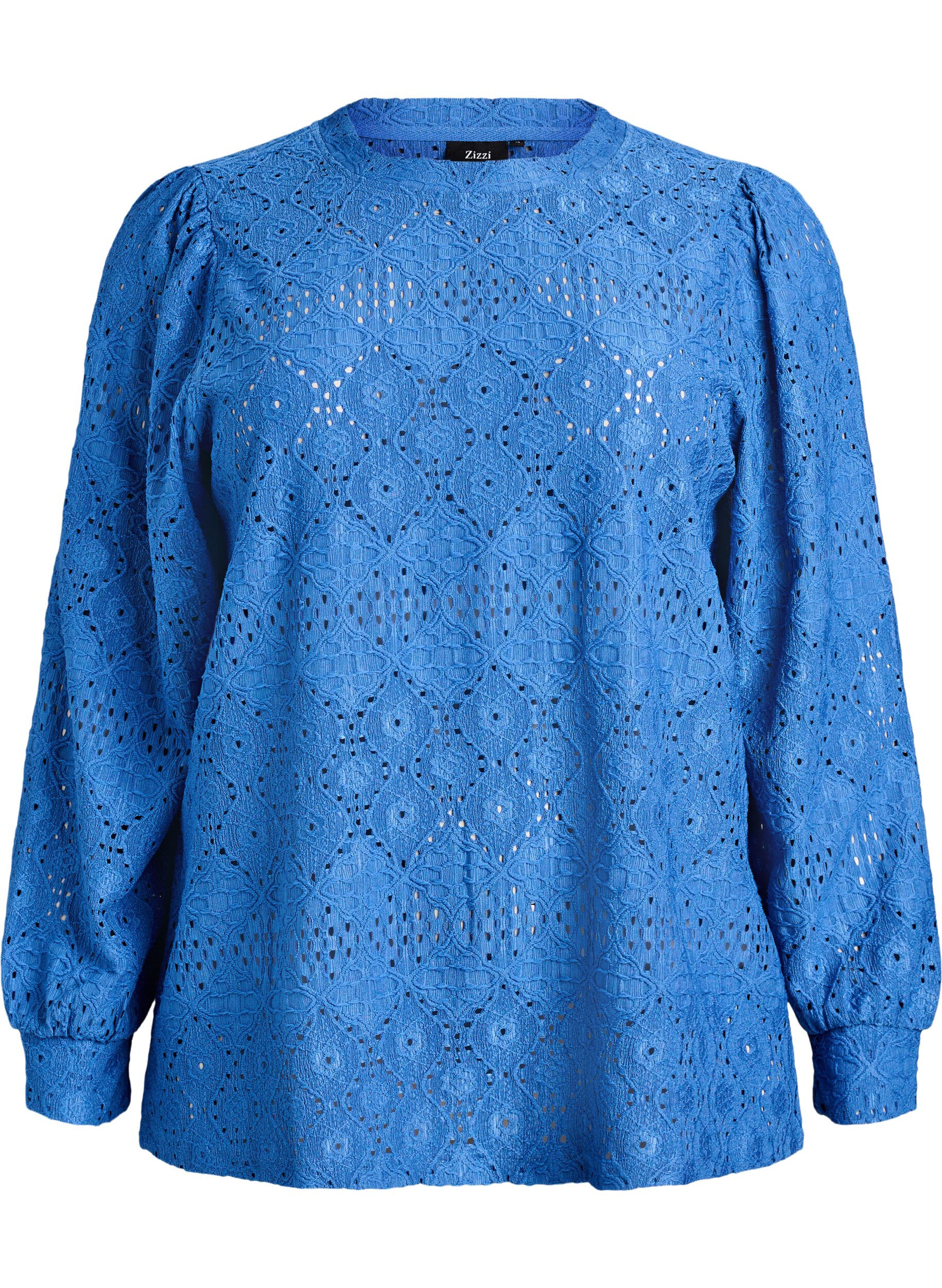 Long-sleeved blouse with eyelet embroidery