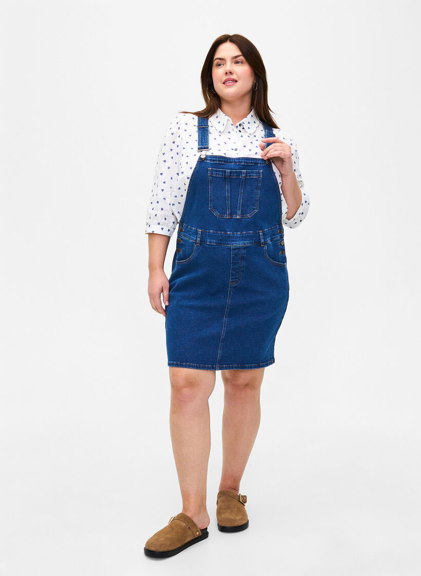 Overalls dress in denim, Blue, Model image number 1