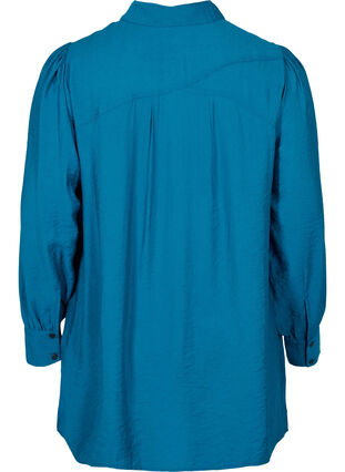 Long, solid-coloured, viscose blend shirt, Moroccan Blue, Packshot image number 1