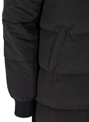 Long puffer jacket with zipper, Black, Packshot image number 3