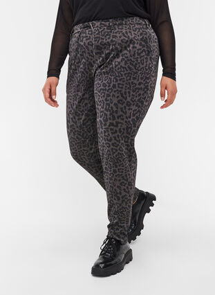Cropped Maddison trousers with glitter and leopard print, Lurex Leo, Model image number 2