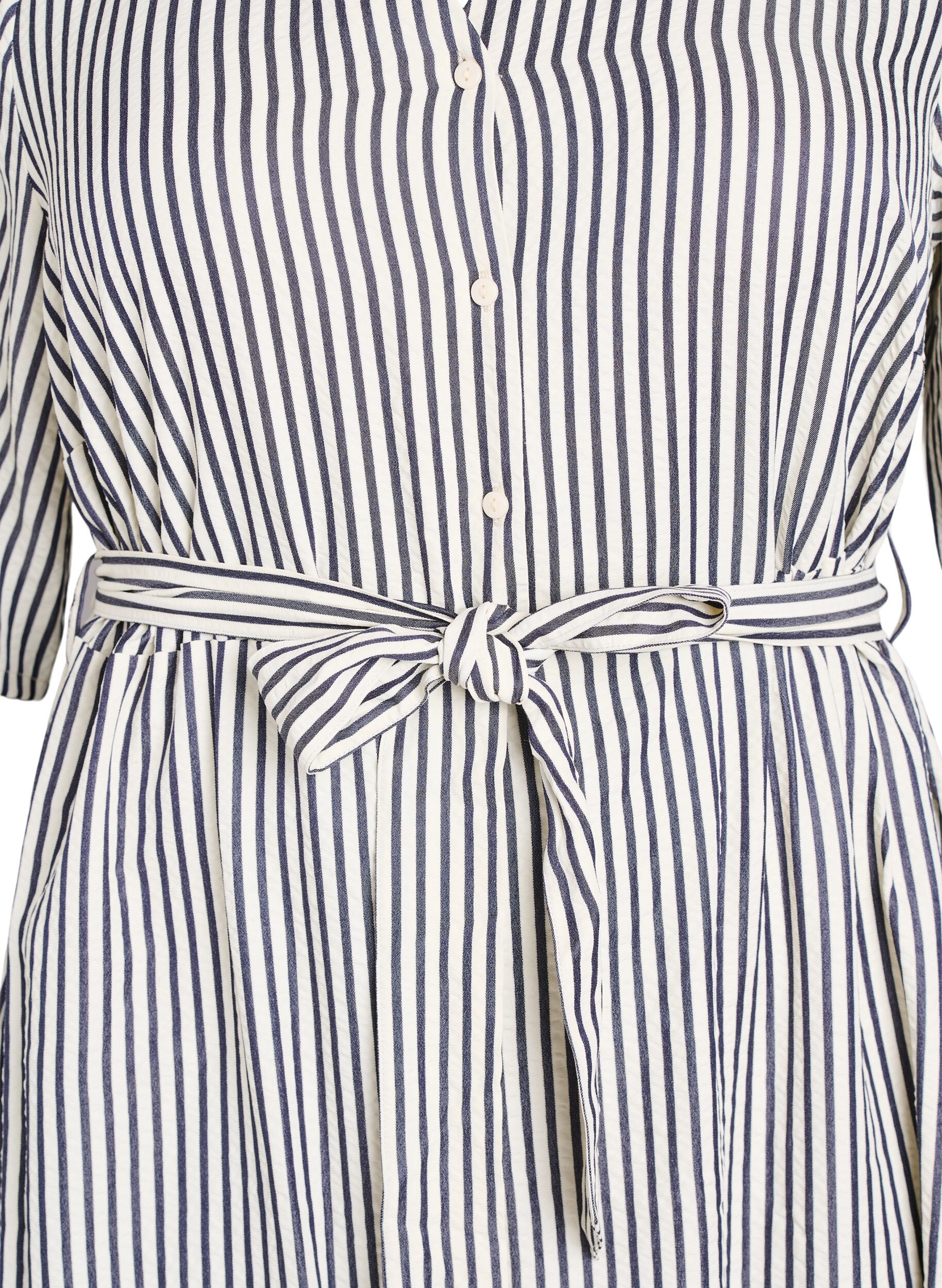 Zizzifashion Ankle-length shirt dress with tie belt and stripes, Black, Packshot image number 2