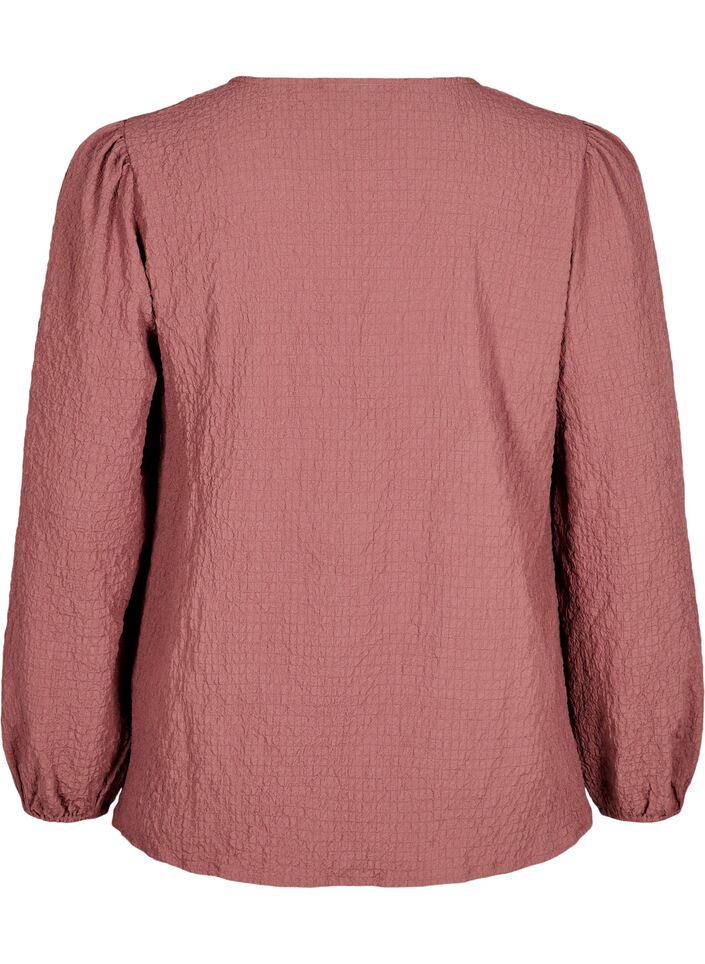 FLASH - Long-sleeved blouse with round neck, Rose Brown, Packshot image number 1