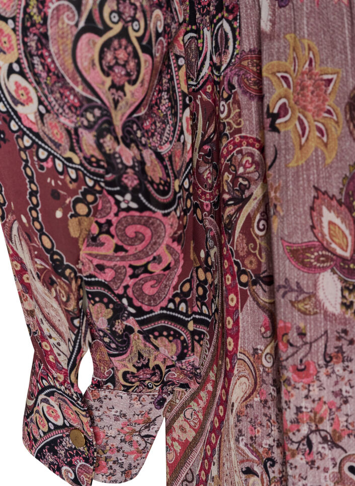Midi dress with paisley print and elastic waist, Purple, Packshot image number 3