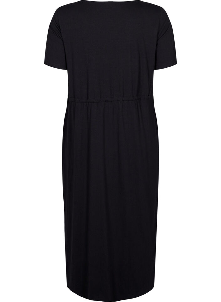 Midi dress in cotton with short sleeves, Black, Packshot image number 1