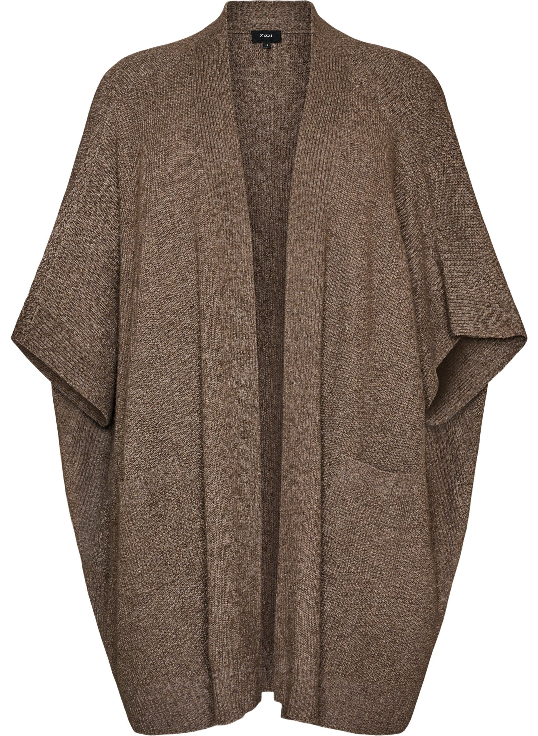 ZizzifashionCardigan with open front and wide sleeves, Brown, Packshot image number 0