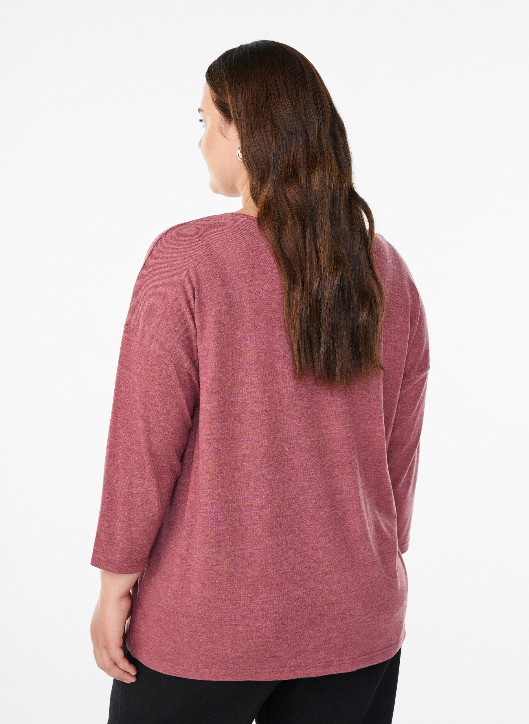 Zizzifashion Jersey blouse with 3/4 sleeves, Red, Model image number 2