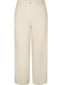 High-waisted trousers in cotton and linen