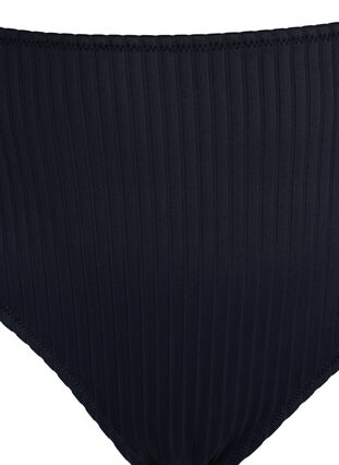 High-waisted bikini bottoms with ribbed texture, Black, Packshot image number 2