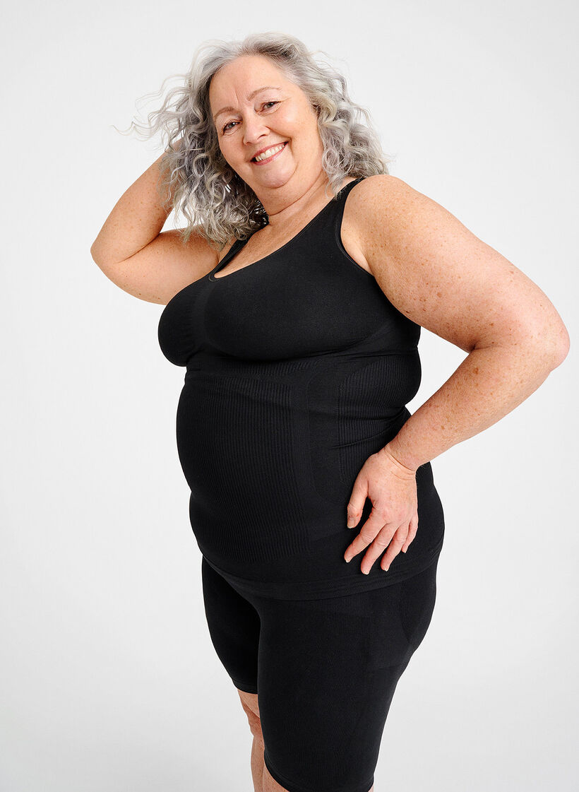 Shapewear top with wide straps, Black, Image