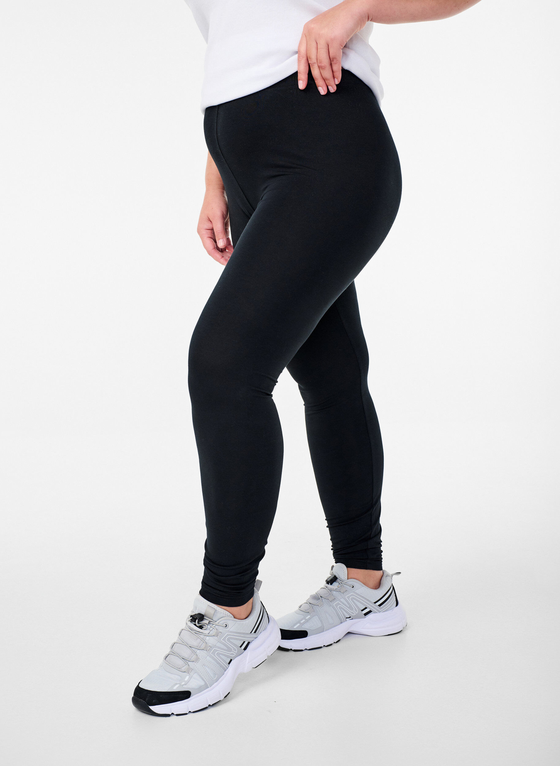Zizzifashion Basic leggings with extra length, Black, Model image number 0