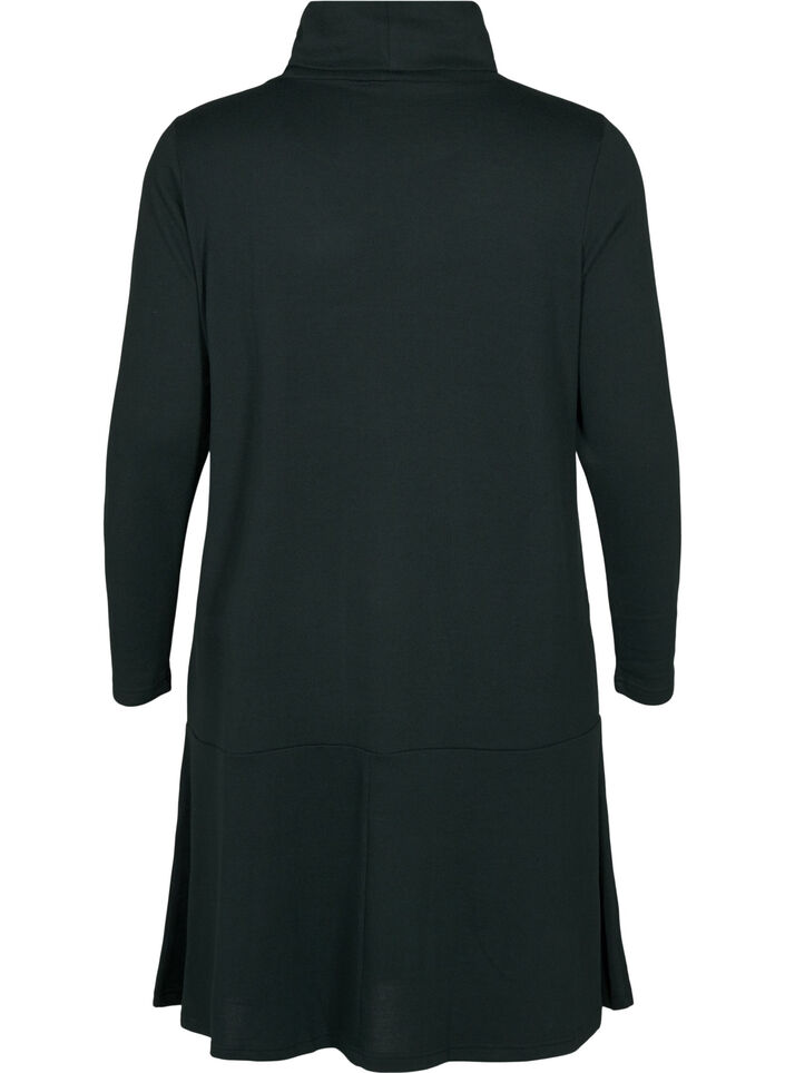 Jersey dress with high neck and pockets, Green, Packshot image number 1