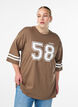 Oversized college T-shirt with 3/4 sleeves, Brown, Model image number 0
