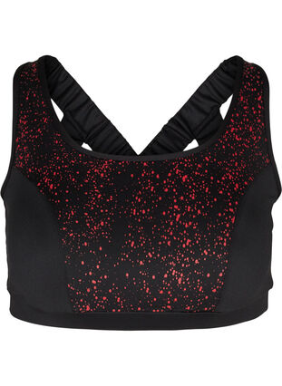 Sports top with print details and a cross back, Red Splash, Packshot image number 0