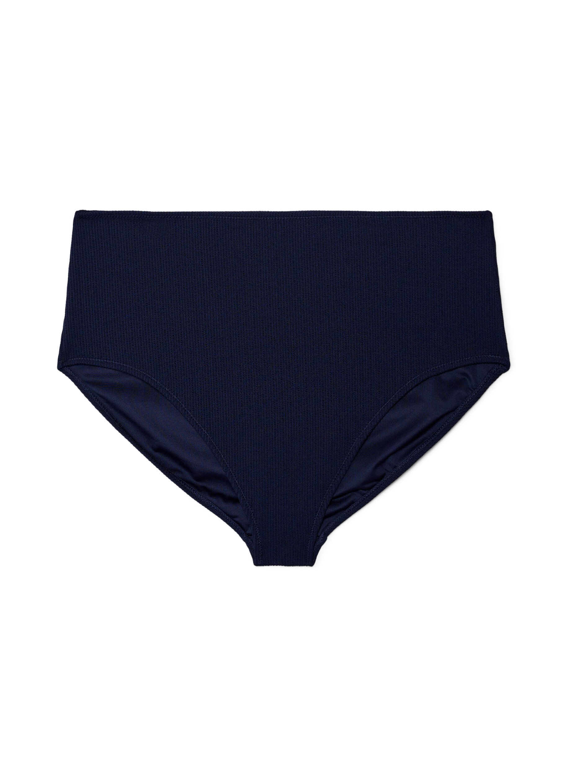 High-waisted bikini bottoms with texture