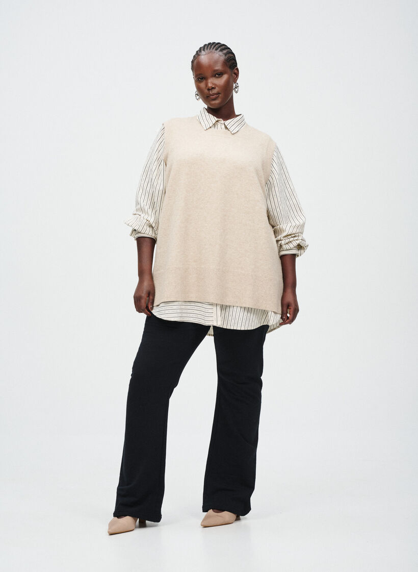 Flared jersey trousers, Black, Image image number 0