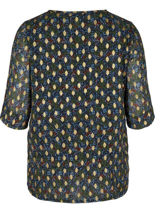 Printed blouse with 3/4 sleeves, Flower AOP, Packshot image number 1